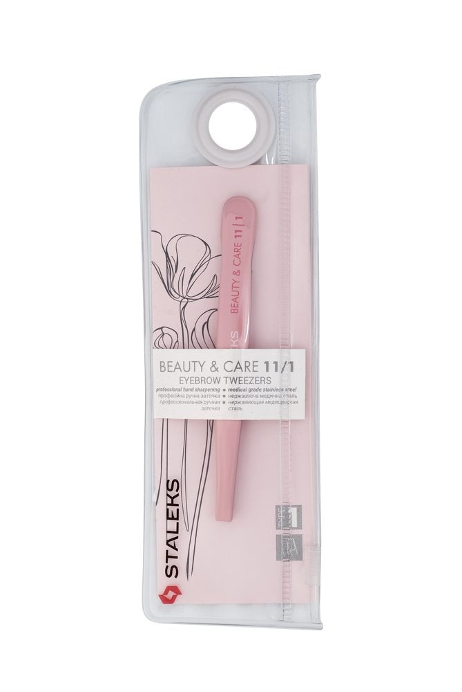 Eyebrow tweezers BEAUTY &amp; CARE 11 TYPE 1 (wide straight), pink colour image 4