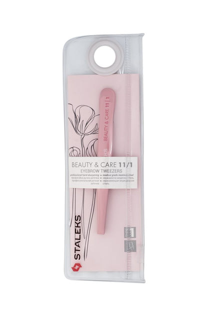 Eyebrow tweezers BEAUTY &amp; CARE 11 TYPE 1 (wide straight), pink colour image 4