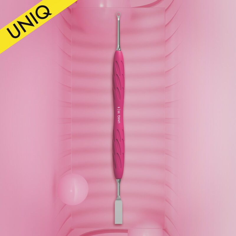 Manicure pusher with silicone handle “Gummy” UNIQ 11 TYPE 1 (flat straight pusher + ring) image 0