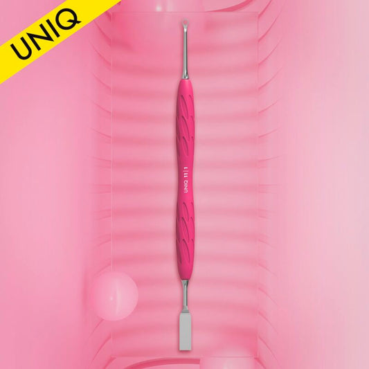 Manicure pusher with silicone handle “Gummy” UNIQ 11 TYPE 1 (flat straight pusher + ring) image 0