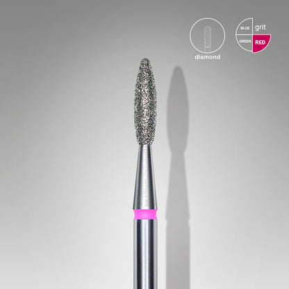 Diamond nail drill bit, "flame" , red, head diameter 2,1 mm/ working part 8 mm image 0