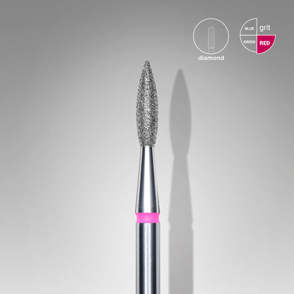 Diamond nail drill bit "flame", sharp, red,  head diameter 2.1  mm/ working part 8 mm image 0