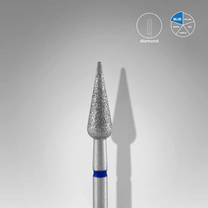 Diamond nail drill bit pointed pear blue EXPERT head diameter 4 mm / working part 12 mm image 0