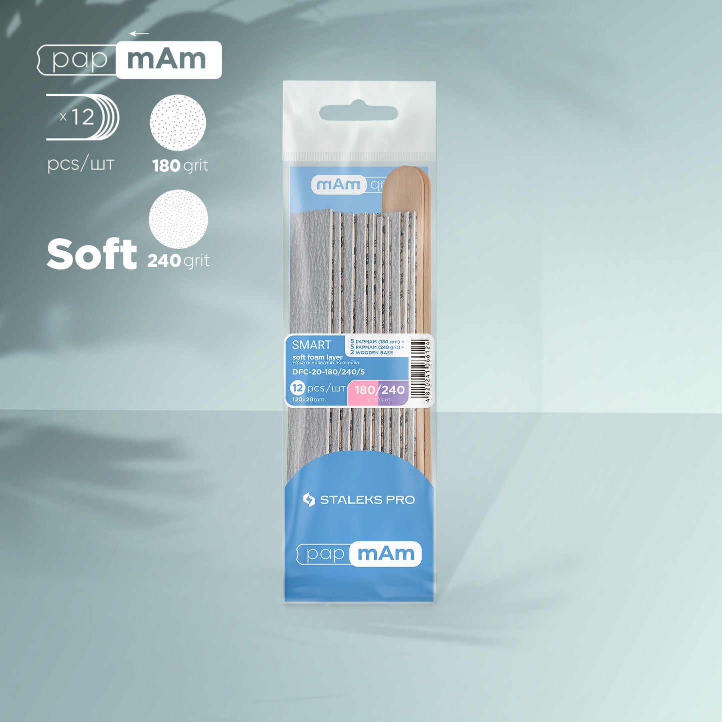 Disposable files papmAm on a soft base 180 grit (5 pcs), 240 grit (5 pcs), and a wooden base (2 pcs) Staleks Pro Smart 20 image 0