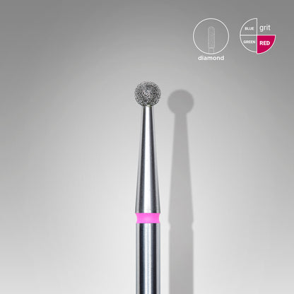 Diamond nail drill bit, "ball", red, head diameter 2.5 mm image 0