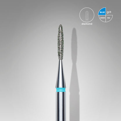 Diamond nail drill bit, "flame" , blue, head diameter 1.4 mm/ working part 8 mm image 0