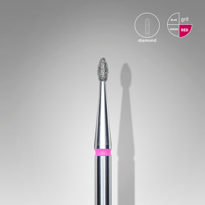 Diamond nail drill bit, rounded "bud" , red, head diameter 1.6 mm/ working part 3.4 mm (6 pcs) image 0