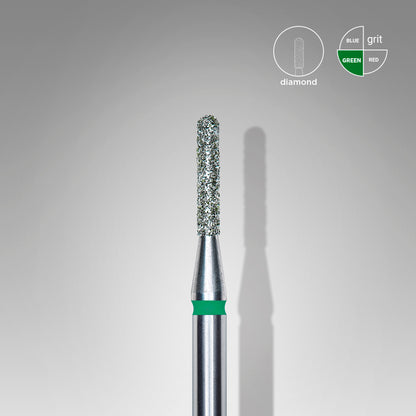 Diamond nail drill bit, rounded "cylinder", green, head diameter 1.4 mm/ working part 8 mm image 0