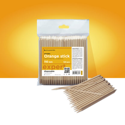 Orange stick STALEKS PRO for manicure, wooden 110 mm (100 pcs) image 0