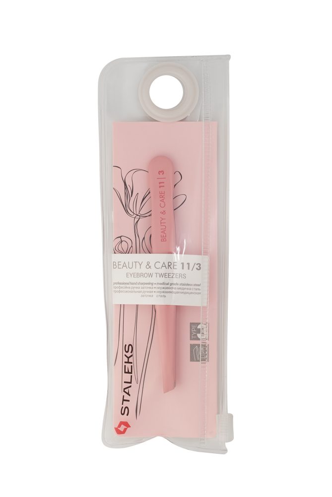 Eyebrow tweezers BEAUTY &amp; CARE 11 TYPE 3 (wide slant), pink colour image 4