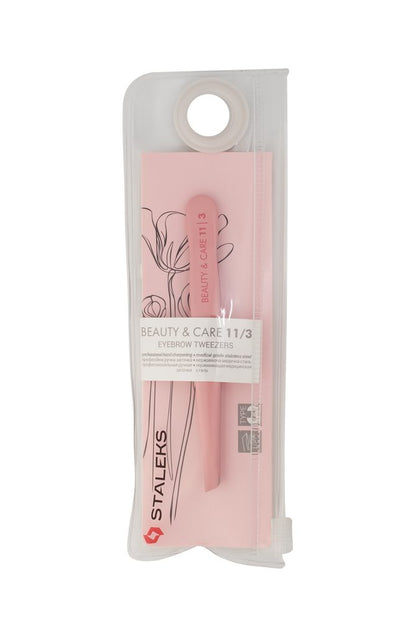 Eyebrow tweezers BEAUTY &amp; CARE 11 TYPE 3 (wide slant), pink colour image 4