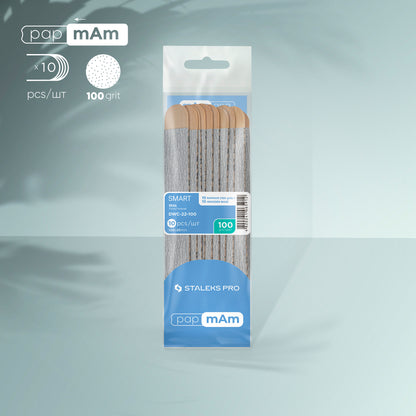 Disposable files papmAm on a wooden base Staleks Pro Smart 22, 100 grit (10 pcs) image 0
