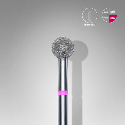 Diamond nail drill bit, "ball", red, head diameter 5 mm image 0