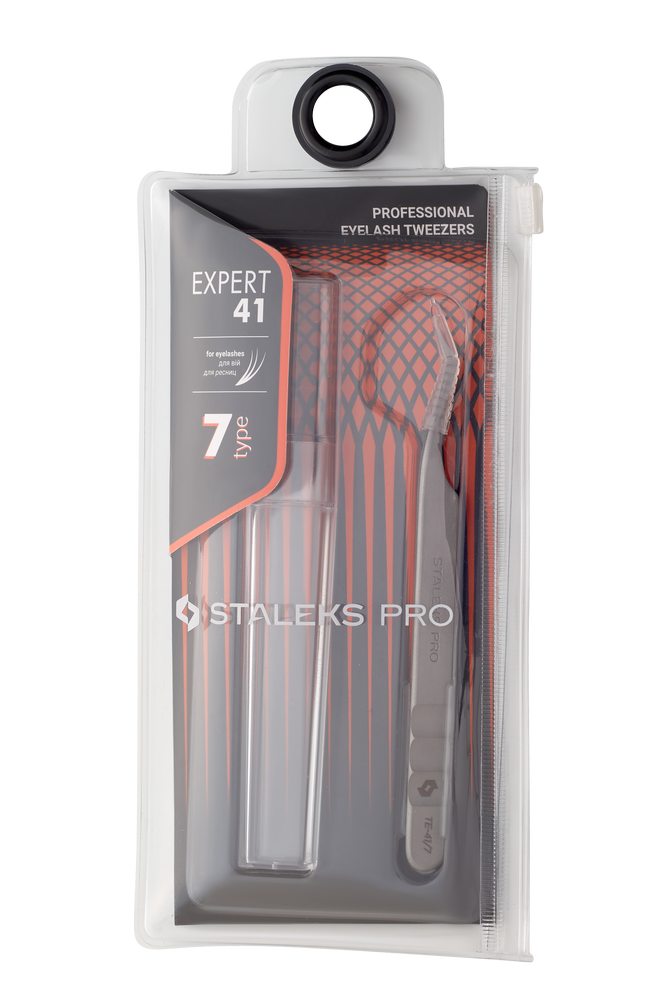 Professional eyelash tweezers EXPERT 41 TYPE 7 (L-shaped,30') image 4