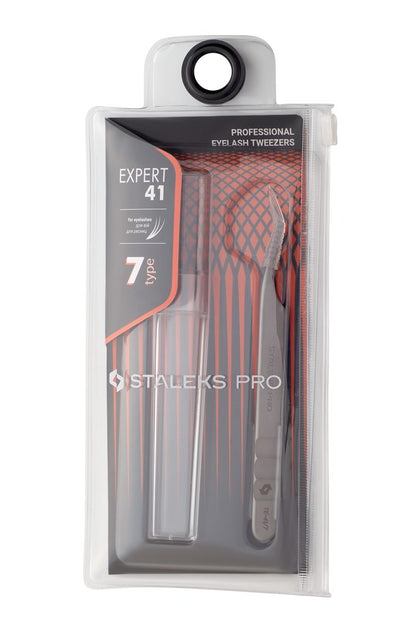 Professional eyelash tweezers EXPERT 41 TYPE 7 (L-shaped,30') image 4
