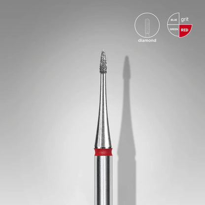Diamond nail drill bit flame mini red EXPERT head diameter 1 mm / working part 3 mm image 0