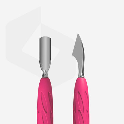 Manicure pusher with silicone handle “Gummy” UNIQ 10 TYPE 3 (narrow rounded pusher + hatchet) image 1