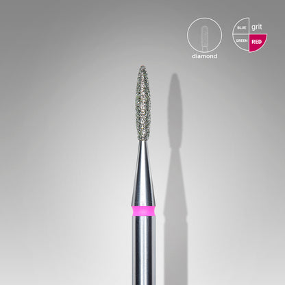 Diamond nail drill bit, "flame" , red, head diameter 1.6 mm/ working part 8 mm image 0