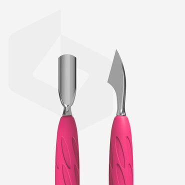 Manicure pusher with silicone handle “Gummy” UNIQ 10 TYPE 2 (narrow rounded pusher + slanted pusher) image 1