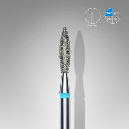 Diamond nail drill bit, "flame" , blue, head diameter 2.3 mm/ working part 10 mm image 0