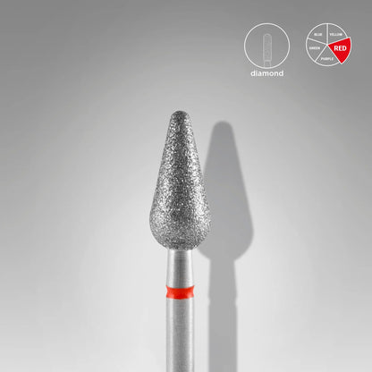 Diamond nail drill bit rounded pear red EXPERT head diameter 5 mm / working part 12 mm image 0